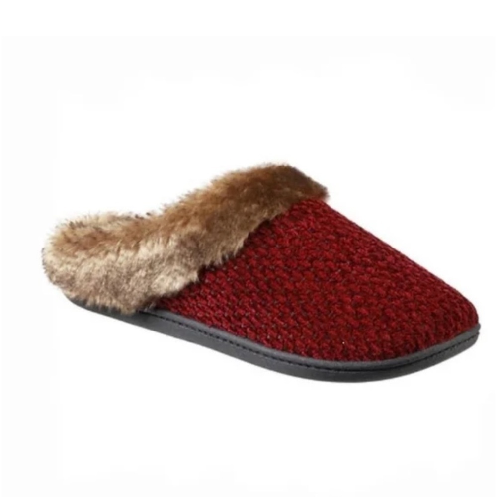 Totes Toasties Slippers Woman's L (8-9) Memory Foam Burgundy Red Slip On
